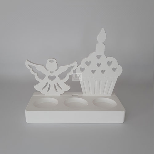 Melek%20ve%20Mumlu%20Doğum%20Günü%20Pastası%20Objeli%20Dikdörtgen%20Tealight%20(3lü%20Mumluk)