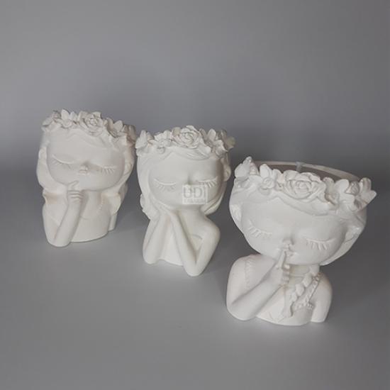 Çiçekli Kız 3lü Objeli Mum Set