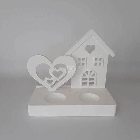 Kalpli ve Ev No:2 Objeli Dikdörtgen Tealight (2li Mumluk)