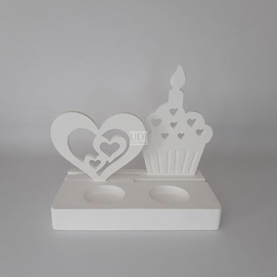 Kalpli ve Mumlu Doğum Günü Pastası  Objeli Dikdörtgen Tealight (2li Mumluk)