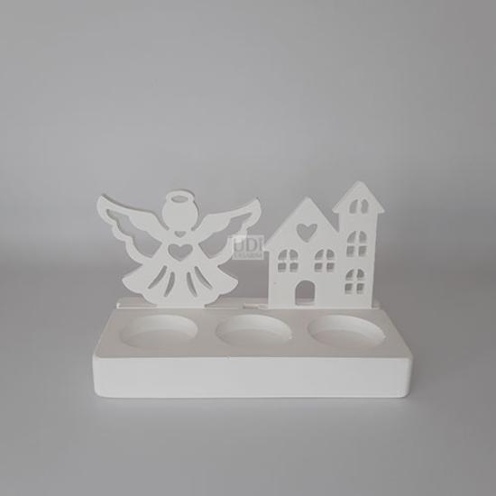 Melek ve Ev No:1 Objeli Dikdörtgen Tealight (3lü Mumluk)