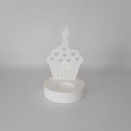 Mumlu Doğum Günü Pastası Objeli Yuvarlak Tealight (Mumluk)
